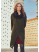 Thumb Hole Detail Bohemian Style Hooded Long Khaki Cardigan
