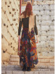 Easy Pull On Elastic Waist Printed Long Slit Skirt