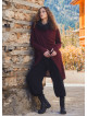 Hooded Collar Thumb Hole Detailed Maroon Cardigan