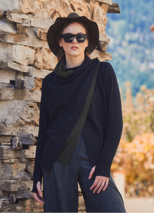 Boho Style Thumbhole Black Cardigan