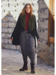 Thumb Hole Detailed Bohemian Style Hooded Long Black Cardigan