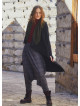 Thumb Hole Detailed Bohemian Style Hooded Long Black Cardigan