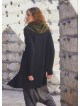 Thumb Hole Detailed Bohemian Style Hooded Long Black Cardigan