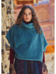 Half Bat Sleeve Wide Cut Boho Green Winter Top