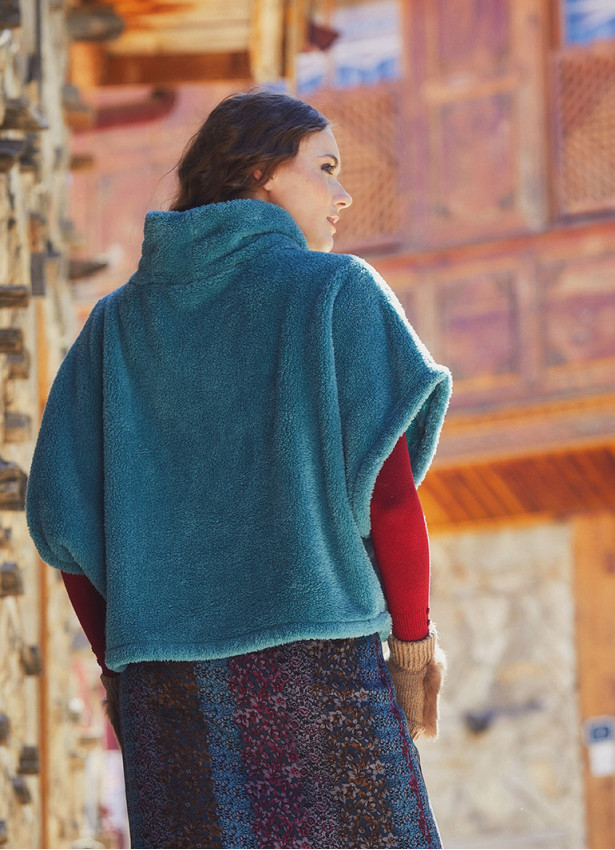 Half Bat Sleeve Wide Cut Boho Green Winter Top
