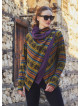Boho Style Thumbhole Purple Rug Patterned Cardigan
