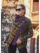 Boho Style Thumbhole Purple Rug Patterned Cardigan