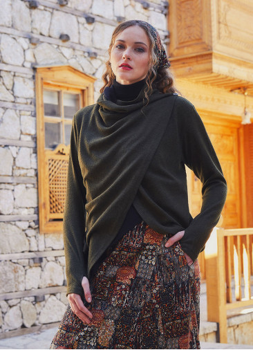 Boho Style Thumbhole Khaki Cardigan