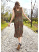 Authentic Green Patterned Boho Chic Summer Day Dress