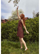 Front Layer Detailed Sleeveless Short Red Pattern Dress
