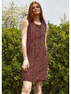 Front Layer Detailed Sleeveless Short Red Pattern Dress