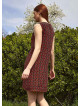 Front Layer Detailed Sleeveless Short Red Pattern Dress