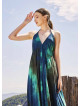 Petrol Tie Dye Print Handkerchief Dress