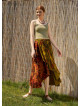 Ethnic Patterned Bohemian Khaki Loose Skirt