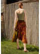 Ethnic Patterned Bohemian Khaki Loose Skirt