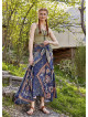 Blue Patterned Loose Asymmetric Skirt