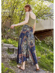 Blue Patterned Loose Asymmetric Skirt