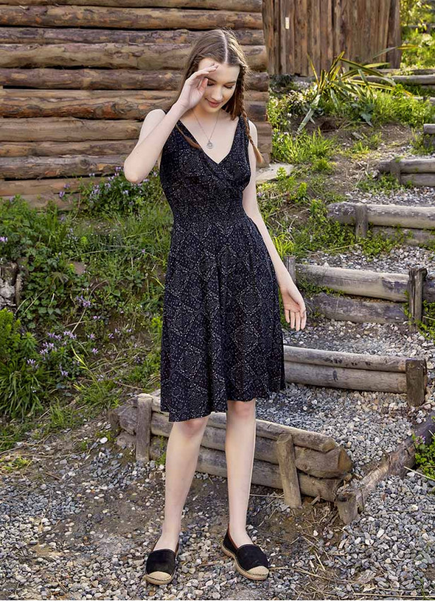 Gray Pattern Short Strappy Dress