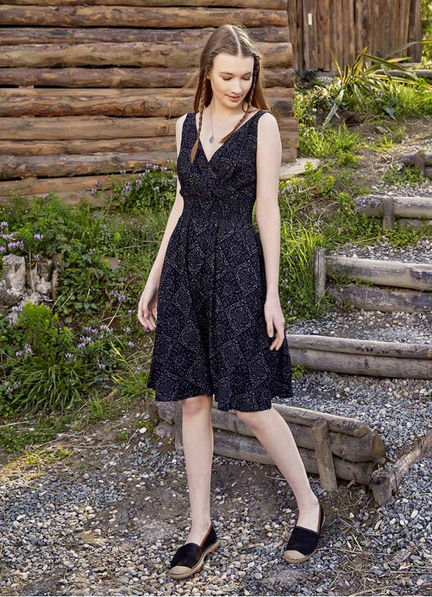 Gray Pattern Short Strappy Dress