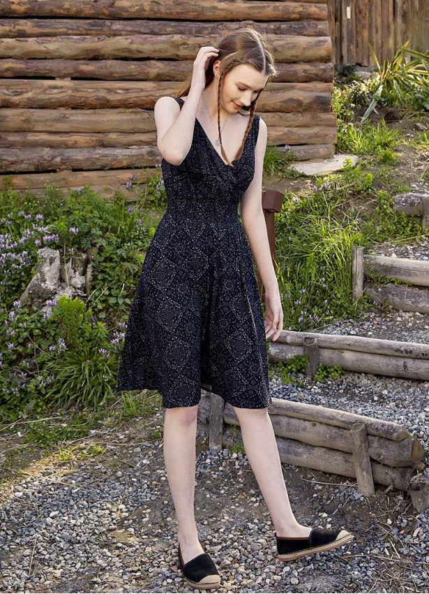 Gray Pattern Short Strappy Dress