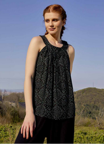 Otantic Green Patterned Bohemian Stylish Blouse