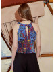 Collared Authentic Indigo Patterned Blouse
