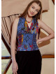 Collared Authentic Indigo Patterned Blouse