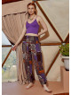 Drawstring Purple Pattern Pants