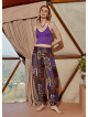 Drawstring Purple Pattern Pants
