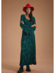 Boat Neck Green Pattern Gypsy Style Long Dress
