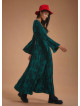Boat Neck Green Pattern Gypsy Style Long Dress