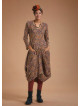 Authentic Print Asymmetrical Hem Long Sleeve Dress
