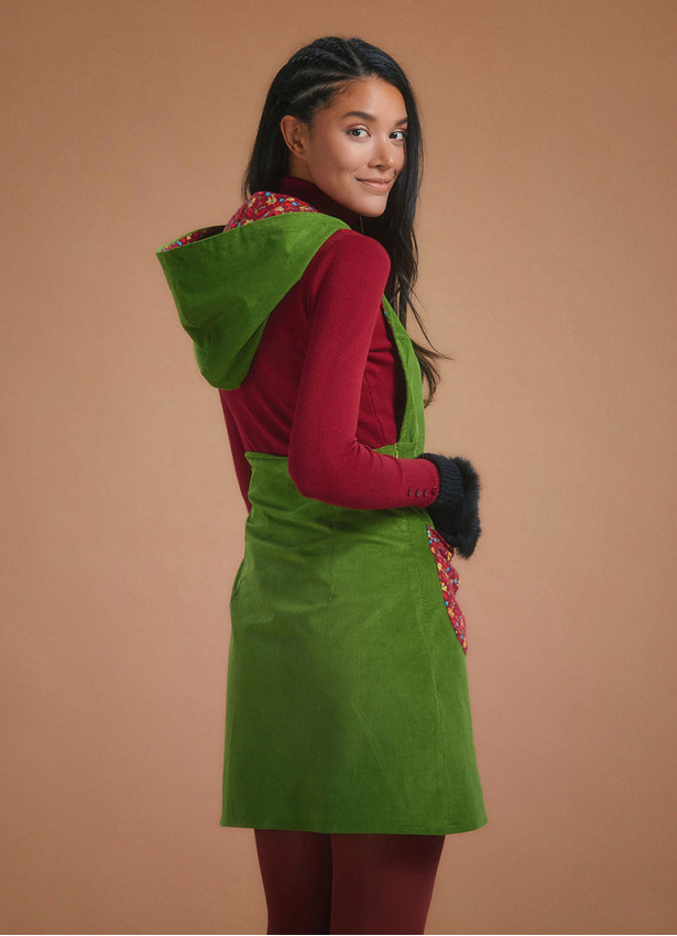 Sleeveless Hoodie Velvet Green Dress