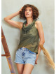 Bohemian Stylish Authentic Degaje Neck Khaki Blouse
