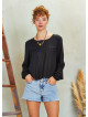 Black Long Sleeve Boho Top