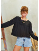 Black Long Sleeve Boho Top