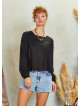 Black Long Sleeve Boho Top