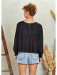 Black Long Sleeve Boho Top
