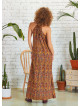 Back Cut Out Halter Necline Maxi Slit Dress