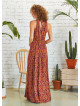 Double Front Slit Detail Halter Neck Maxi Dress