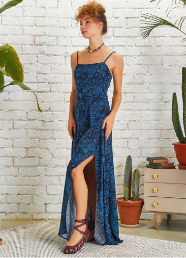 Authentic Patterned Strappy Wrap Maxi Dress
