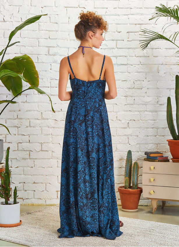 Authentic Patterned Strappy Wrap Maxi Dress