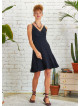 Boho Style Strappy Short Black Frill Dress