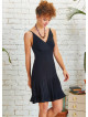 Boho Style Strappy Short Black Frill Dress