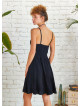 Boho Style Strappy Short Black Frill Dress