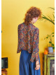 Wrap Front Chiffon Red Floral Bell Sleeve Top