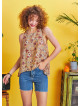 Layered Open Back Detail Flowers Halter Neck Boho Top