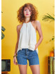 Cut Out Detail White Halter Neck Top