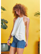 Cut Out Detail White Halter Neck Top