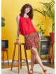 Boho Chic Flared Wrap Red Print Mini Skirt